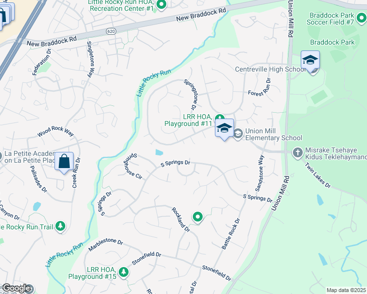 map of restaurants, bars, coffee shops, grocery stores, and more near 13725 Springstone Drive in Clifton