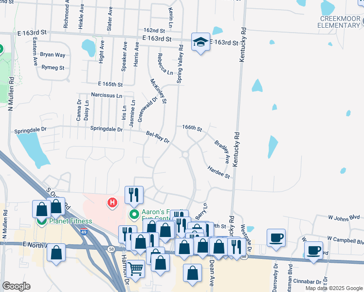 map of restaurants, bars, coffee shops, grocery stores, and more near 8103 Bel- Ray Boulevard in Belton