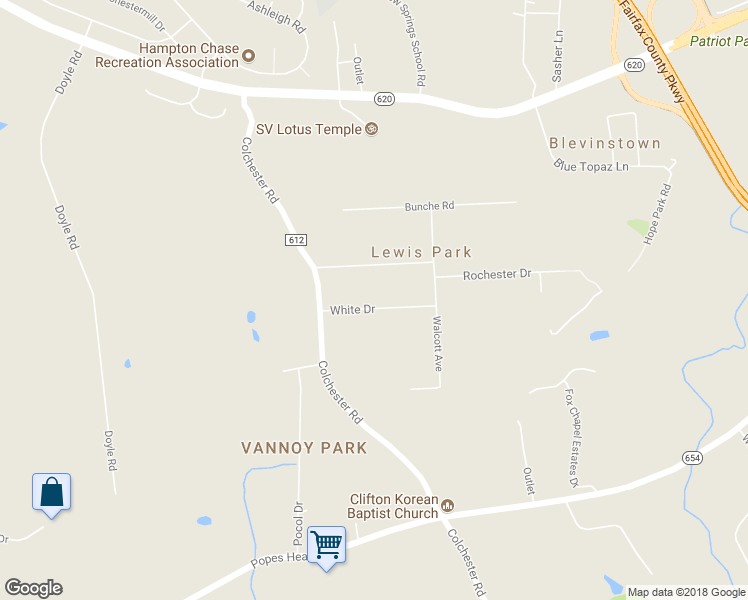 map of restaurants, bars, coffee shops, grocery stores, and more near 12530 White Drive in Fairfax