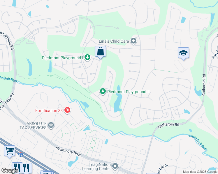 map of restaurants, bars, coffee shops, grocery stores, and more near 14250 Wythridge Way in Haymarket