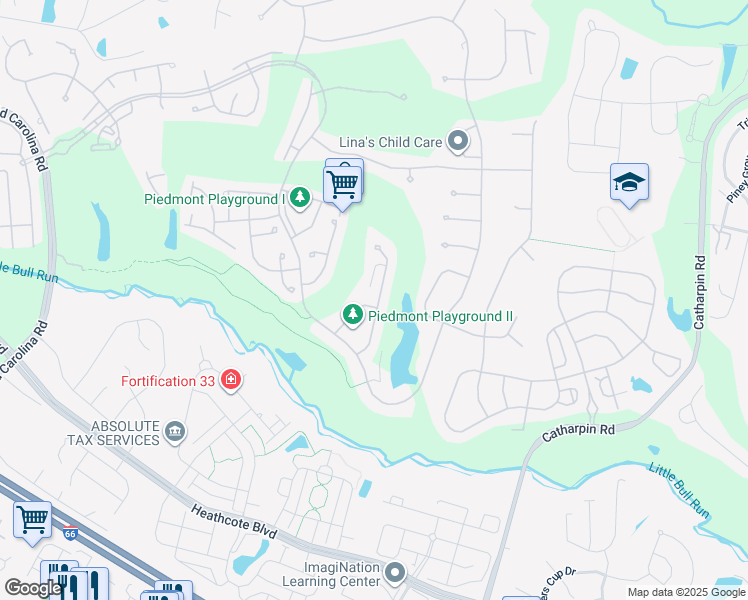 map of restaurants, bars, coffee shops, grocery stores, and more near 14250 Wythridge Way in Haymarket