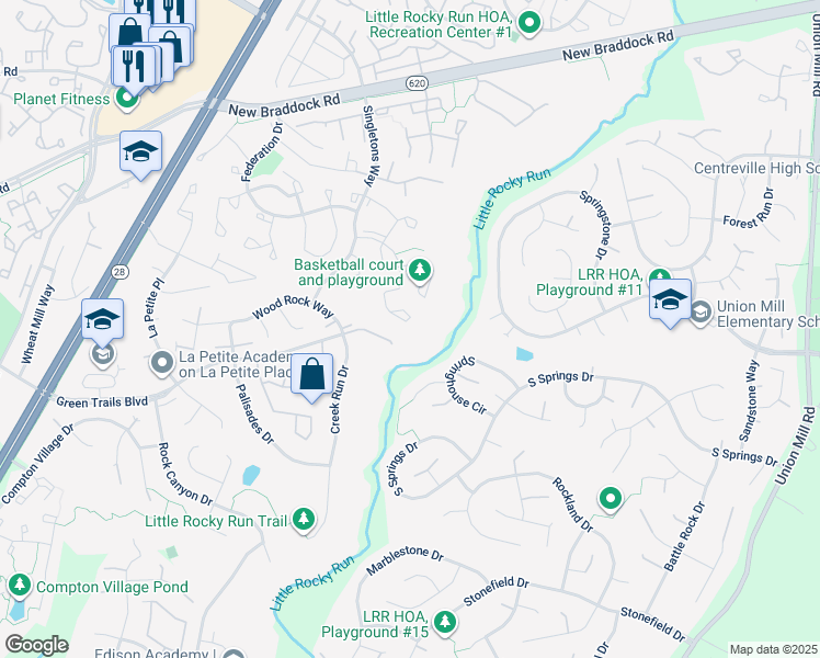 map of restaurants, bars, coffee shops, grocery stores, and more near 13900 Baton Rouge Court in Centreville