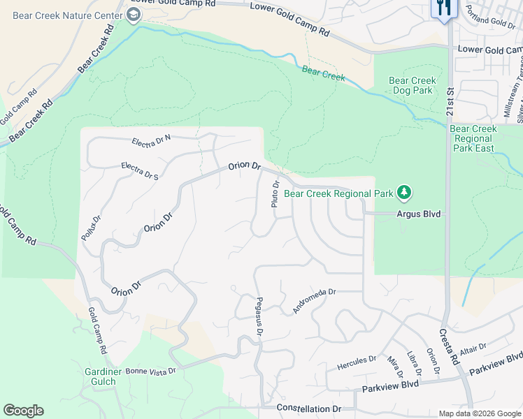 map of restaurants, bars, coffee shops, grocery stores, and more near 531 Southern Cross Drive in Colorado Springs