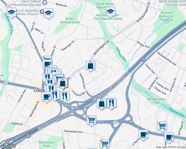map of restaurants, bars, coffee shops, grocery stores, and more near 422 North Armistead Street in Alexandria