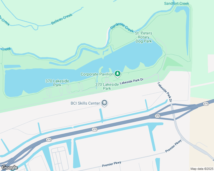 map of restaurants, bars, coffee shops, grocery stores, and more near 1000 Lakeside Park Drive in St. Peters