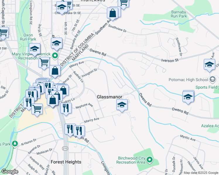 map of restaurants, bars, coffee shops, grocery stores, and more near 101 Independence Avenue Southeast in Washington