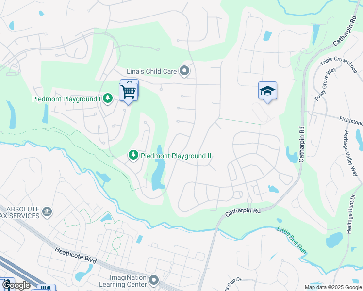map of restaurants, bars, coffee shops, grocery stores, and more near 13714 Piedmont Vista Dr in Haymarket