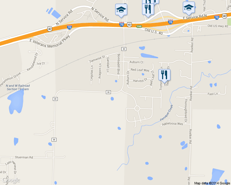 map of restaurants, bars, coffee shops, grocery stores, and more near 655 State Highway H in Wright City