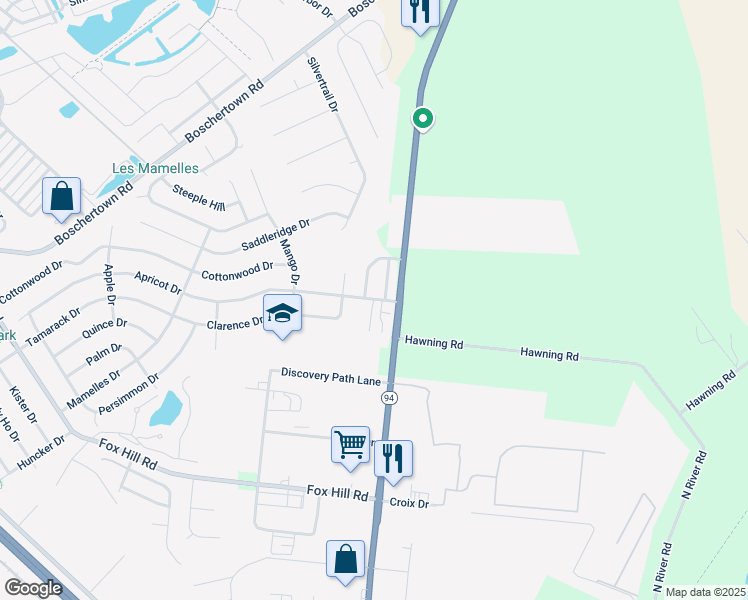 map of restaurants, bars, coffee shops, grocery stores, and more near 3320 Joyce Drive in Saint Charles