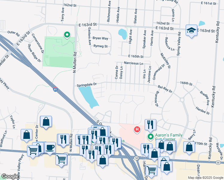map of restaurants, bars, coffee shops, grocery stores, and more near 1 Bluebonnet Lane in Belton