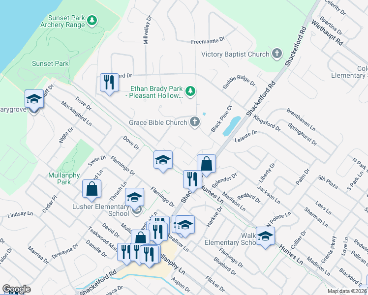 map of restaurants, bars, coffee shops, grocery stores, and more near 1925 Suns Up Way in Florissant