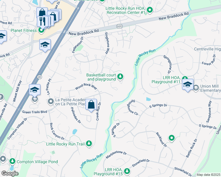 map of restaurants, bars, coffee shops, grocery stores, and more near 13939 Baton Rouge Court in Centreville