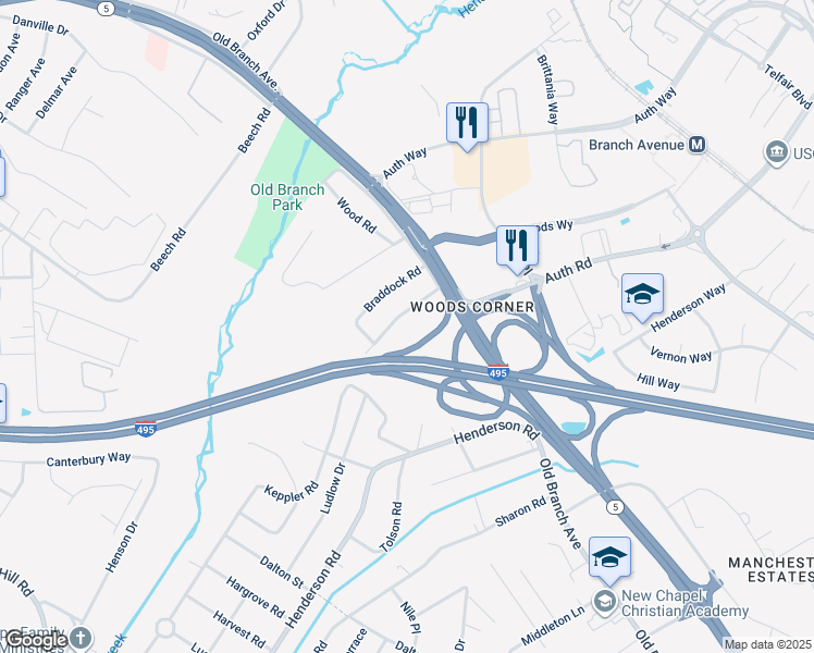 map of restaurants, bars, coffee shops, grocery stores, and more near 4978 Keppler Road in Temple Hills