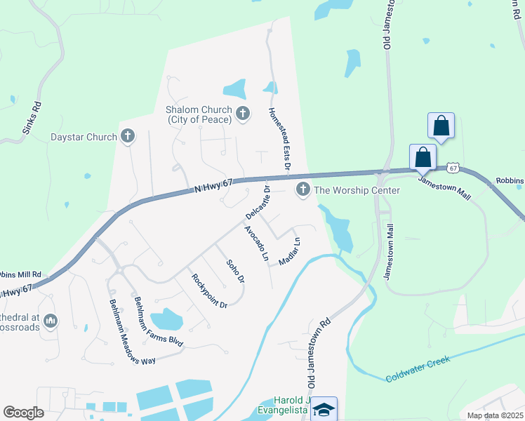 map of restaurants, bars, coffee shops, grocery stores, and more near 5570 Delcastle Drive in Florissant