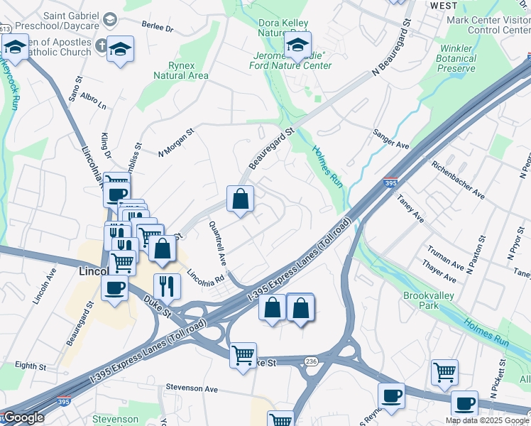 map of restaurants, bars, coffee shops, grocery stores, and more near 420 North Armistead Street in Alexandria