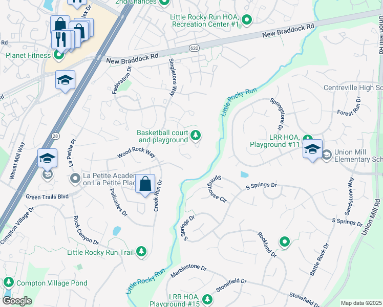 map of restaurants, bars, coffee shops, grocery stores, and more near 13922 Baton Rouge Court in Centreville