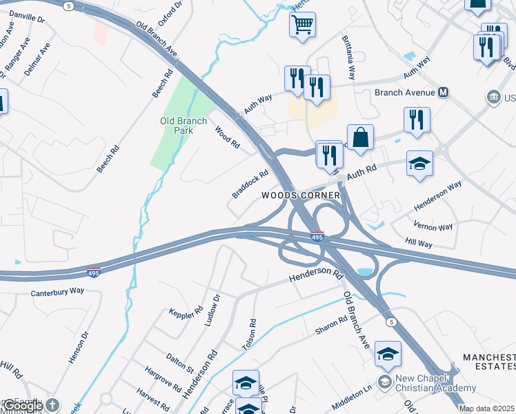 map of restaurants, bars, coffee shops, grocery stores, and more near 4978 Keppler Road in Temple Hills