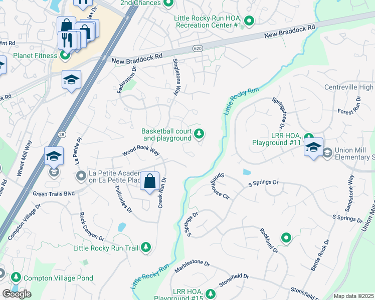 map of restaurants, bars, coffee shops, grocery stores, and more near 13938 Baton Rouge Court in Centreville
