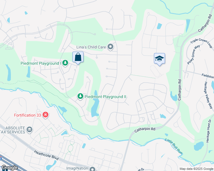 map of restaurants, bars, coffee shops, grocery stores, and more near 5811 Brandon Hill Loop in Haymarket