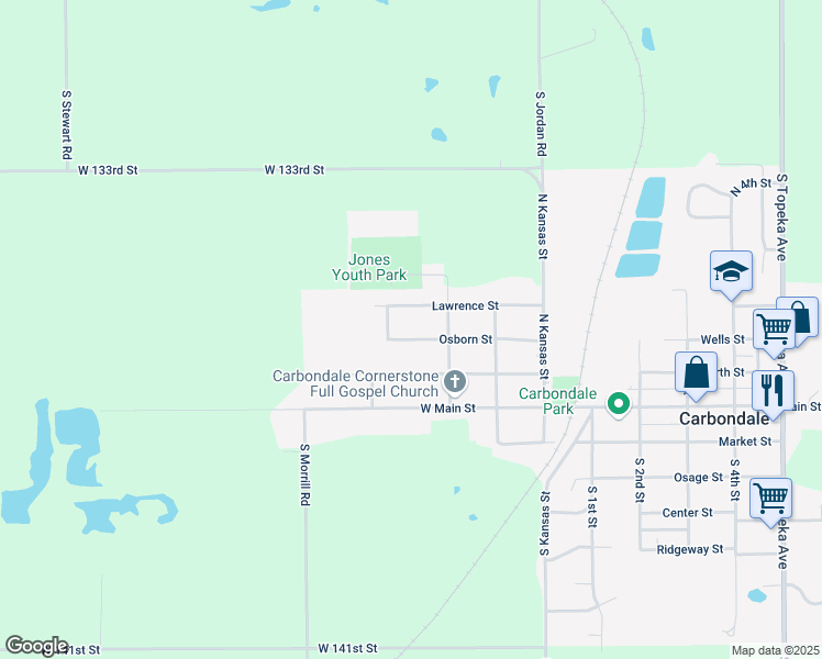 map of restaurants, bars, coffee shops, grocery stores, and more near 612 Osborn St in Carbondale