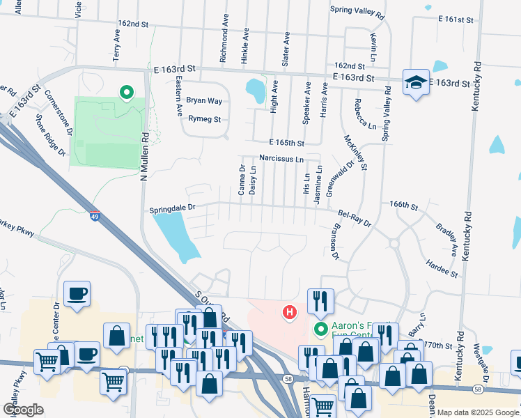map of restaurants, bars, coffee shops, grocery stores, and more near 12 Evergreen Drive in Belton