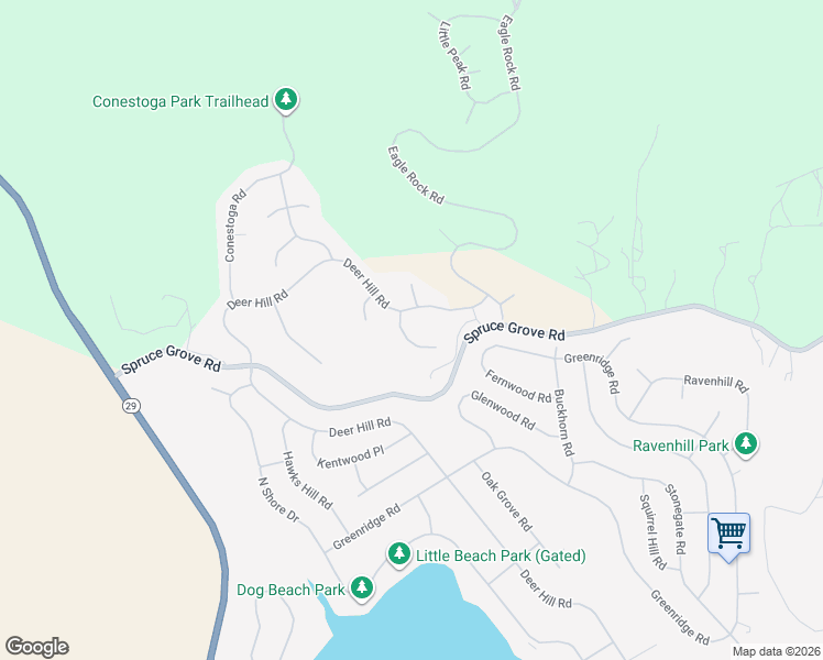 map of restaurants, bars, coffee shops, grocery stores, and more near 16506 Crescent Court in Hidden Valley Lake