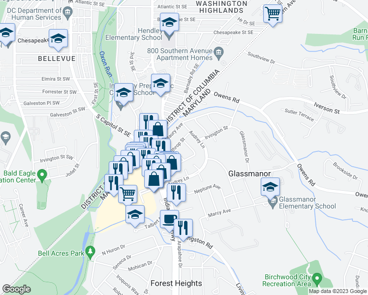 map of restaurants, bars, coffee shops, grocery stores, and more near 101 Independence Avenue Southeast in Washington