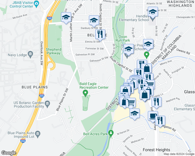 map of restaurants, bars, coffee shops, grocery stores, and more near 101 Independence Avenue Southeast in Washington