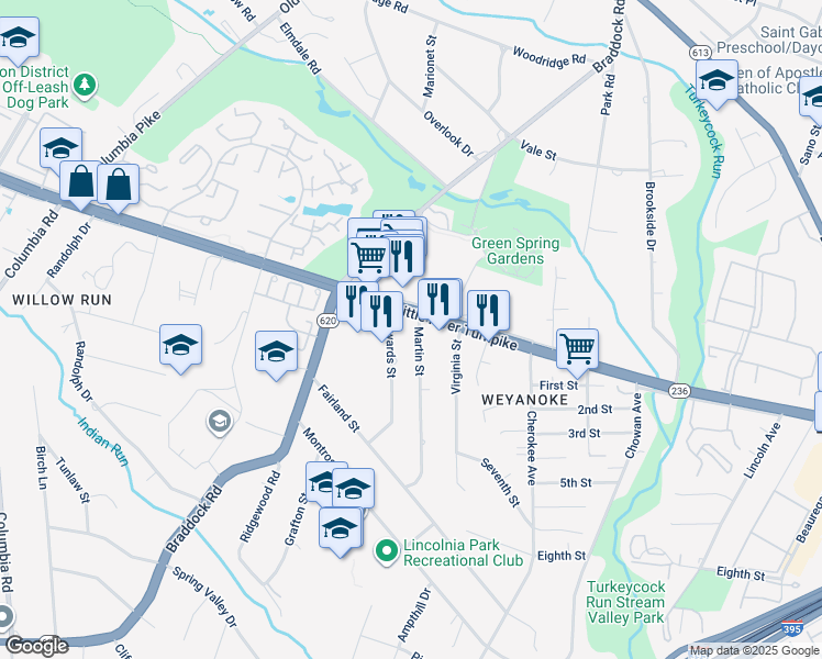 map of restaurants, bars, coffee shops, grocery stores, and more near 6541 Little River Turnpike in Alexandria