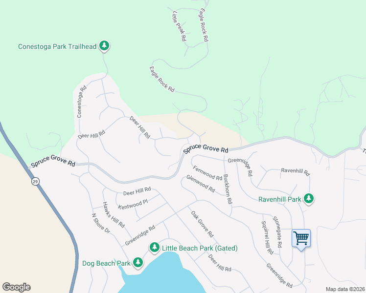 map of restaurants, bars, coffee shops, grocery stores, and more near 17426 Deer Hill Road in Hidden Valley Lake