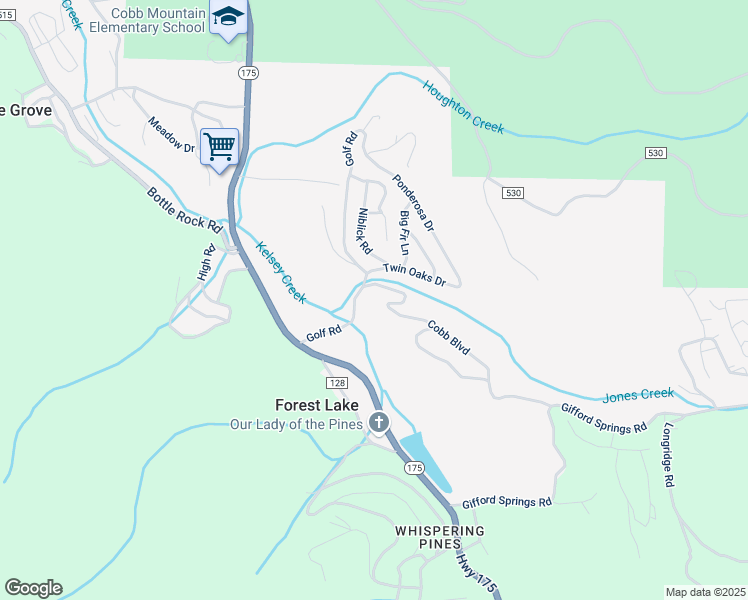 map of restaurants, bars, coffee shops, grocery stores, and more near 16501 Cobb Boulevard in Cobb