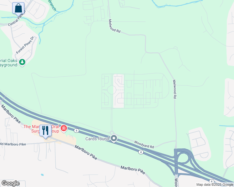 map of restaurants, bars, coffee shops, grocery stores, and more near 5502 Woodyard Road in Upper Marlboro