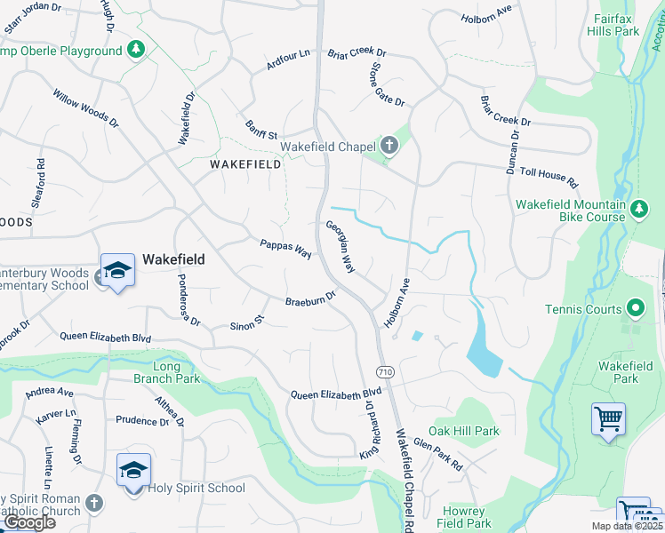 map of restaurants, bars, coffee shops, grocery stores, and more near 4713 Wakefield Chapel Road in Annandale