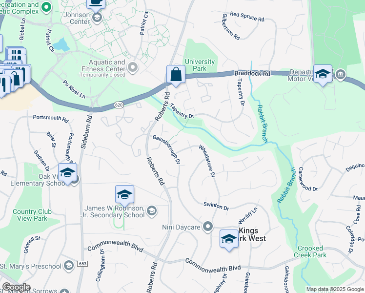 map of restaurants, bars, coffee shops, grocery stores, and more near 4871 Wheatstone Drive in Fairfax