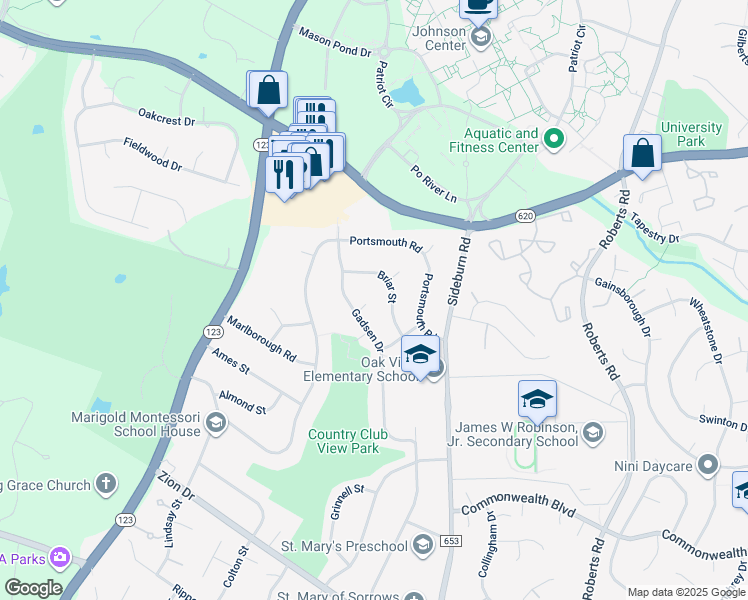 map of restaurants, bars, coffee shops, grocery stores, and more near 10600 Vennard Place in Fairfax