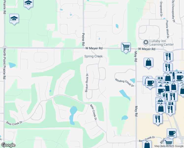 map of restaurants, bars, coffee shops, grocery stores, and more near 4420 Spotted Fawn Court in Wentzville