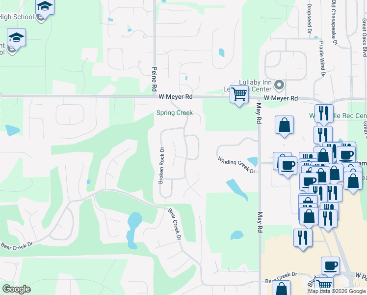 map of restaurants, bars, coffee shops, grocery stores, and more near 3829 Rocky Mound Drive in Wentzville