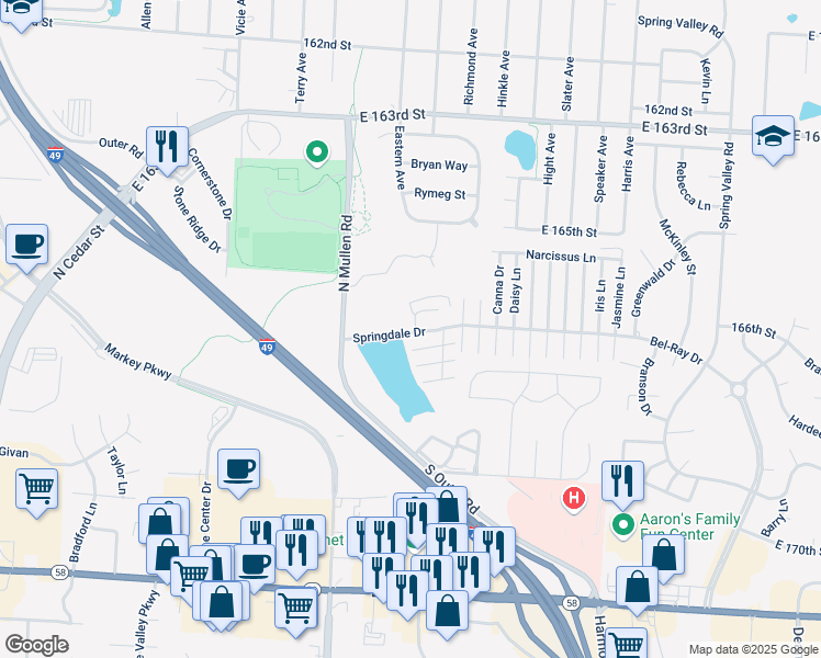 map of restaurants, bars, coffee shops, grocery stores, and more near 8 Lilac Lane in Belton