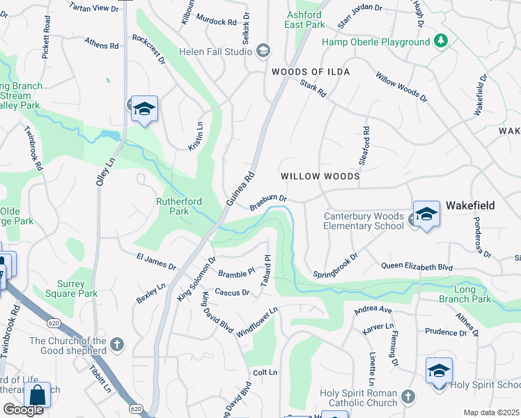 map of restaurants, bars, coffee shops, grocery stores, and more near 9121 Braeburn Drive in Annandale