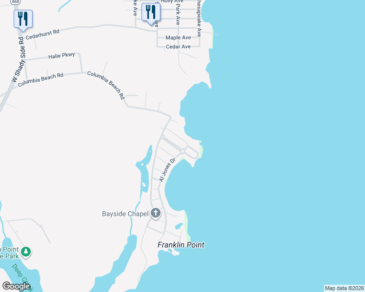map of restaurants, bars, coffee shops, grocery stores, and more near 1554 Columbia Drive in Shady Side