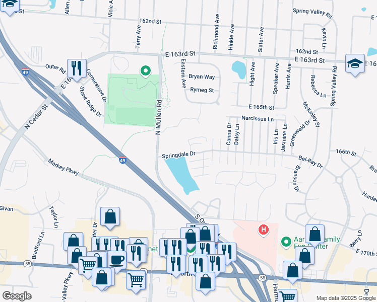 map of restaurants, bars, coffee shops, grocery stores, and more near 8 Lilac Lane in Belton