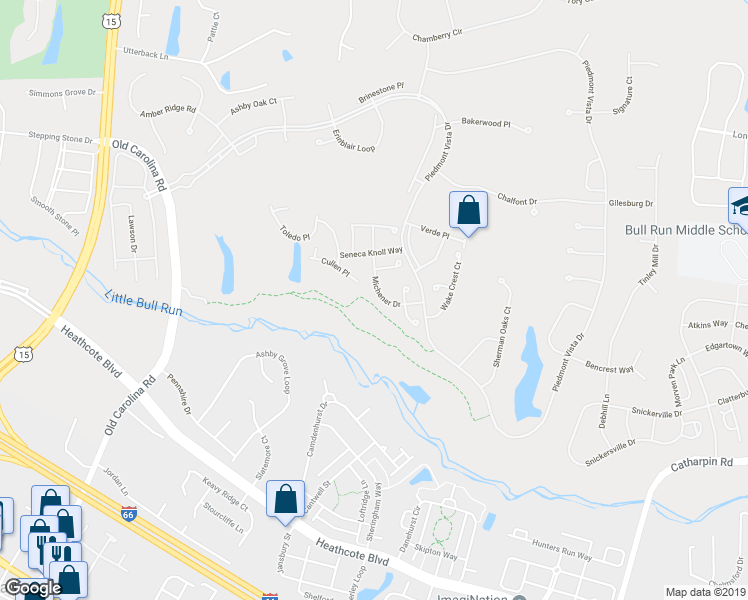 map of restaurants, bars, coffee shops, grocery stores, and more near 6152 Michener Drive in Haymarket