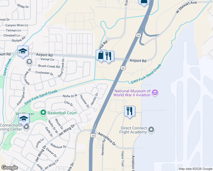 map of restaurants, bars, coffee shops, grocery stores, and more near 684 Haley Glenn View in Colorado Springs