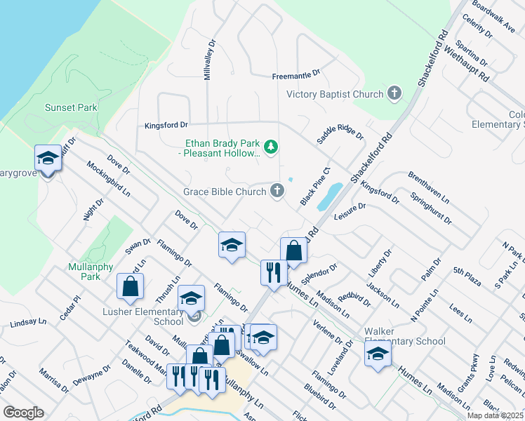 map of restaurants, bars, coffee shops, grocery stores, and more near 1925 Suns Up Way in Florissant