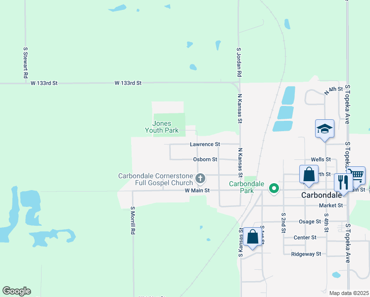 map of restaurants, bars, coffee shops, grocery stores, and more near 612-620 Osborn Street in Carbondale