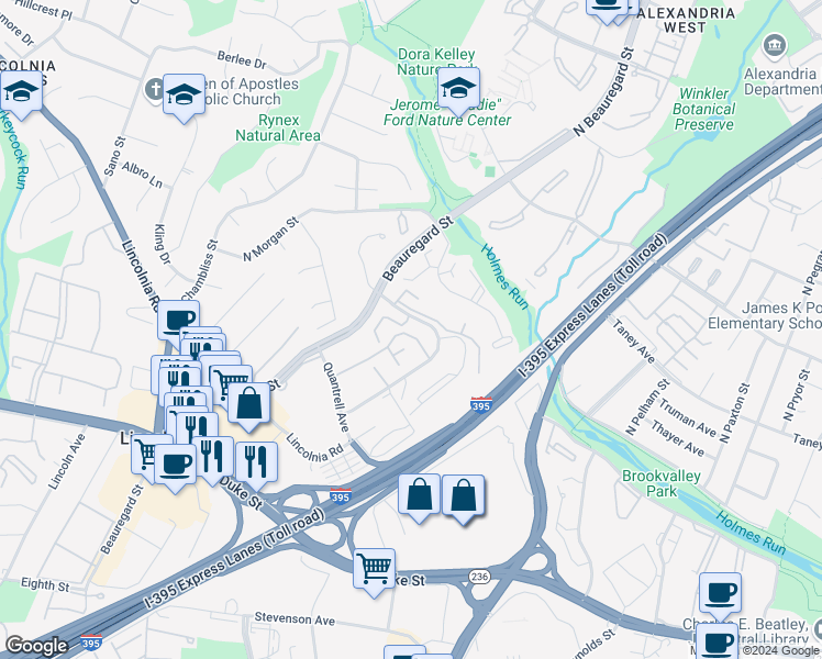 map of restaurants, bars, coffee shops, grocery stores, and more near 438 North Armistead Street in Alexandria