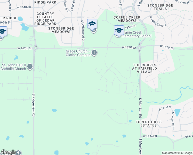 map of restaurants, bars, coffee shops, grocery stores, and more near West 169th Place in Olathe
