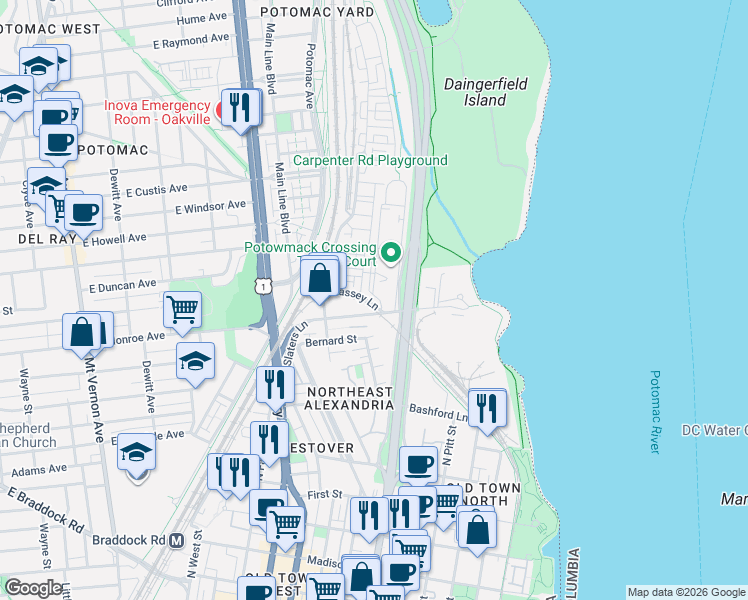 map of restaurants, bars, coffee shops, grocery stores, and more near 101 Independence Avenue Southeast in Washington