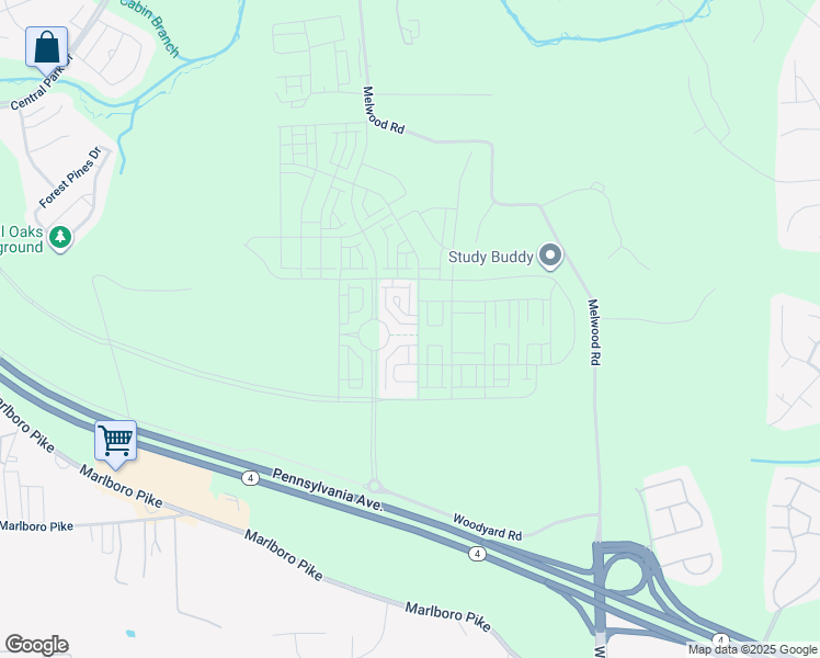map of restaurants, bars, coffee shops, grocery stores, and more near 10610 Observatory Place in Upper Marlboro