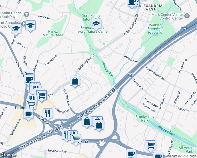 map of restaurants, bars, coffee shops, grocery stores, and more near 503 North Armistead Street in Alexandria